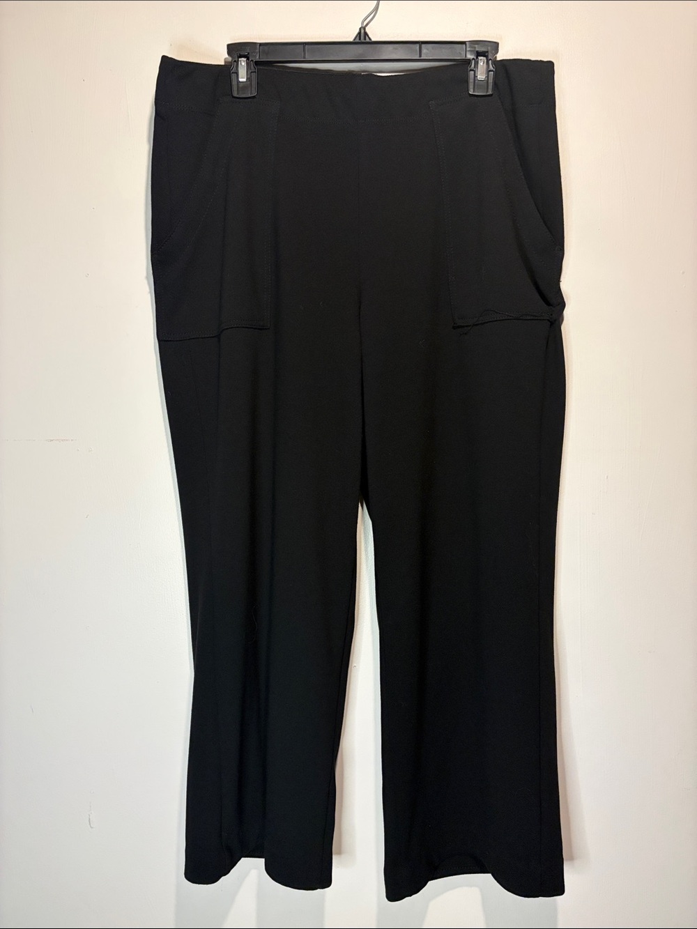 Max Studio Black Wide-Leg Pull On High-Rise Textured Work Pants Trousers Crop 1X